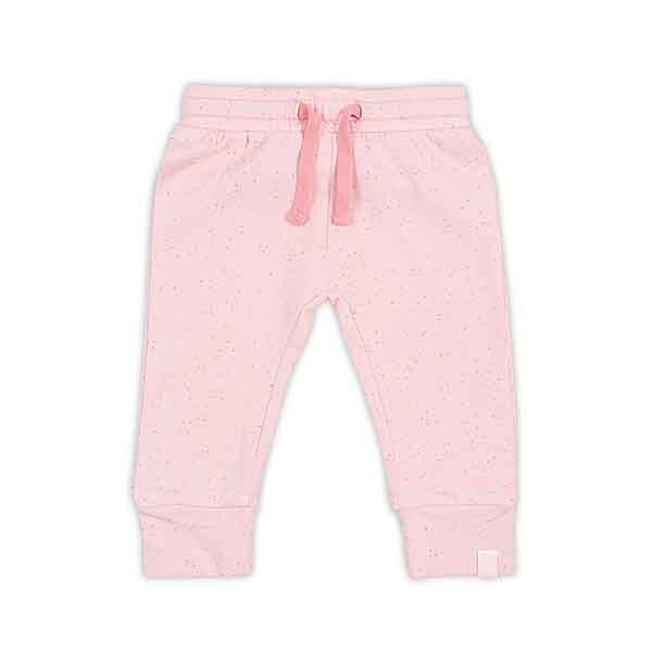 Een leuk broekje met een fijne stippenprint uit de collectie Mini Dots Blush Pink van Jollein. Het broekje heeft een elastische band met een koordje. 