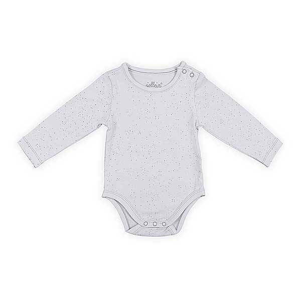 Leuke grijze romper van Jollein uit de Mini Dots Soft Grey collectie. Het rompertje heeft lange mouwen en een fijne stippenprint. Gemaakt van biologisch katoen en elastaan.