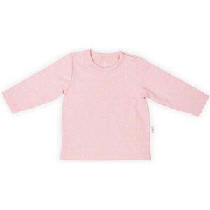 Leuk effen zachtroze shirtje met lange mouw uit de collectie Hearts Soft Pink van Jollein. Het shirtje heeft een 'hartjes' bedrukking in de vorm van witte V-tjes. Gemaakt van biologisch katoen