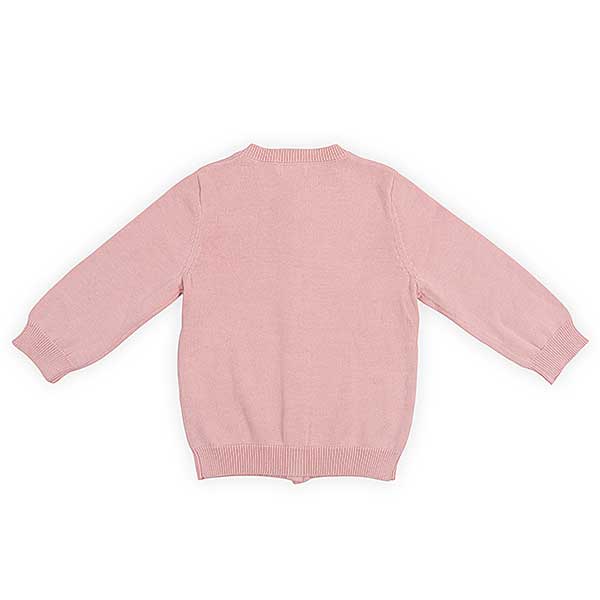 Een mooi fijn gebreid vestje in de kleur roze. Dit vestje komt uit de collectie Pretty Knit Blush Pink van Jollein. Het vestje is voorzien van knoopjes en gemaakt van biologisch katoen.