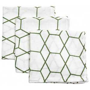 Monddoekjes - Hydrofiele spuugdoekjes Grid Forrest - Wit/Groen - 30 x 30 cm - set 3 stuks - Briljant Baby