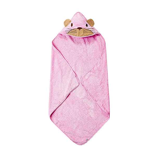 Een leuke roze badstof badcape van het merk Pippi. De badcape is niet alleen liefdevol vervaardigd, maar ook nog eens versierd met een beertje op de capuchon.