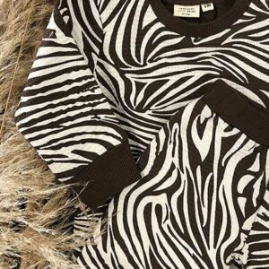 Pyjama Zebra - Bruin/Wit - Maat 74 - Little Indians - GOTS keurmerk