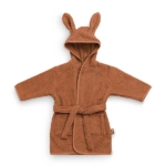 Een heerlijke zachte badjas in de kleur caramel van het merk Jollein. Gemaakt van badstof katoen. Heerlijk warm en makkelijk voor na het douchen of badderen.