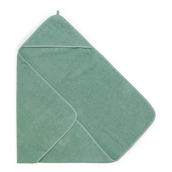Handige en zachte groene badstof badcape van Jollein uit het Design Basics - Ash Green. Deze badcape is onder andere te gebruiken na het badderen of na het babyzwemmen.