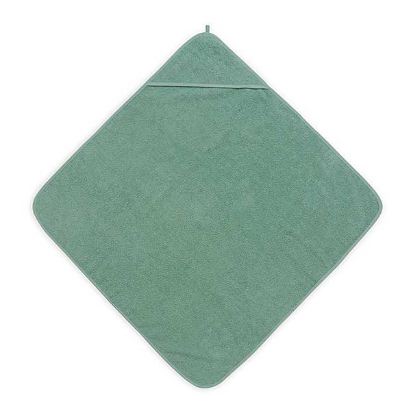 Handige en zachte groene badstof badcape van Jollein uit het Design Basics - Ash Green. Deze badcape is onder andere te gebruiken na het badderen of na het babyzwemmen. 