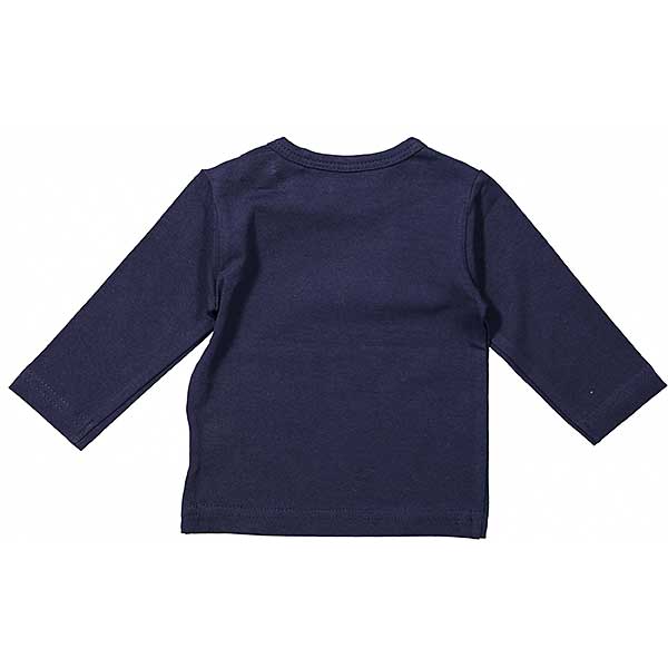 Een mooi basics t-shirt in een donkerblauw kleur uit de collectie Dirkje Babywear. Het shirtje heeft lange mouwen en de kleine maatjes hebben drukkers op de schouder.