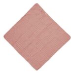 Handige en zachte badcape gemaakt van hydrofiel katoen in de kleur Rosewood van Jollein. Heerlijk zacht en zeer geschikt voor de zachte en gevoelige babyhuid.