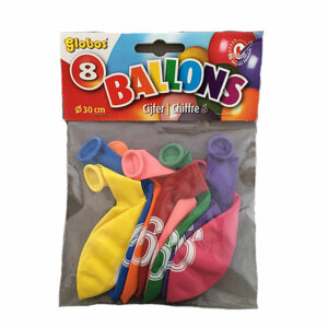 Cijferballonen nr 6 - Multicolor – 30 cm – Globos