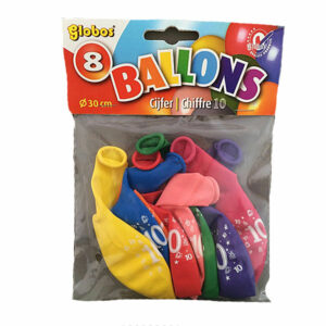 Cijferballonen 10 jaar - Multicolor – 30 cm – Globos