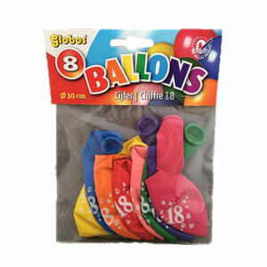 Cijferballonen 18 jaar - Multicolor – 30 cm – Globos