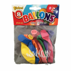 Cijferballonen 40 jaar - Multicolor – 30 cm – Globos