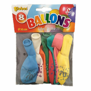 Cijferballonen 70 jaar - Multicolor – 30 cm – Globos