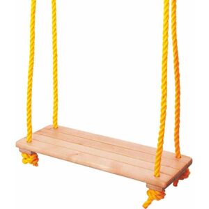 Woody houten schommel plank met gele koorden - tot 100 kg