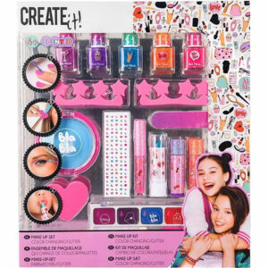 Leuke make-up set voor de hippe dametjes onder ons. Deze set is 16-deligDeze make-up is speciaal gemaakt voor kinderen. Komt uit de collectie van Create-it!