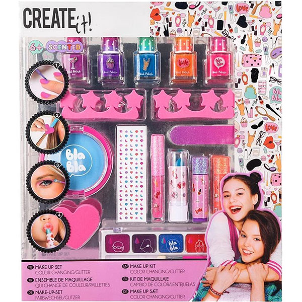 Leuke make-up set voor de hippe dametjes onder ons. Deze set is 16-deligDeze make-up is speciaal gemaakt voor kinderen. Komt uit de collectie van Create-it!