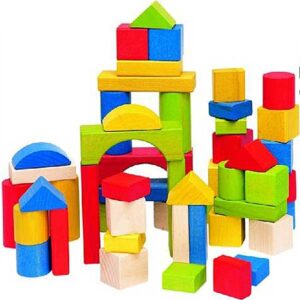 Houten bouwblokken in ton - Diverse kleuren - 50 delig - Woody