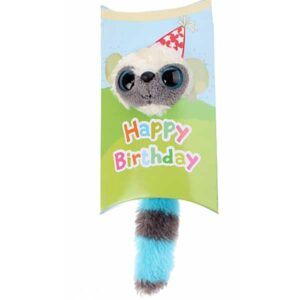 Knuffel geschenkverpakking - Happy Birthday - Blauw 9 cm - Aurora