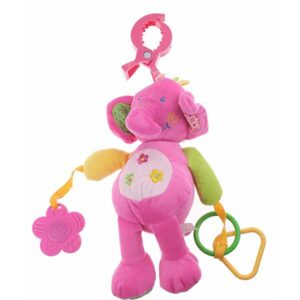 Knuffel & rammelaar Olifant - Roze - 24 cm - Eddy Toys
