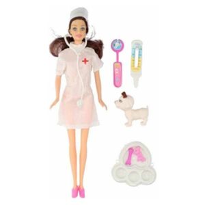 Deze leuke tienerpop heeft bruind haar en een verpleegster uniform met kapje. In de verpakking zitten ook allerlei leuke accessoires. Hiermee kan je veel speelplezier hebben.