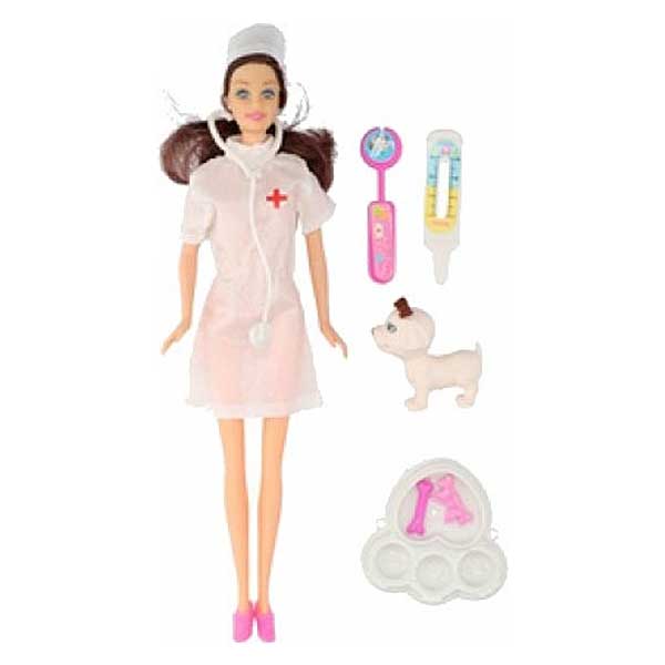Deze leuke tienerpop heeft bruind haar en een verpleegster uniform met kapje. In de verpakking zitten ook allerlei leuke accessoires. Hiermee kan je veel speelplezier hebben.