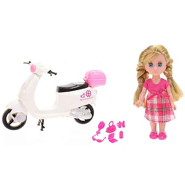 Tienerpop Lily Dolls Mijn Mooie Scooter blond wit van Johntoy