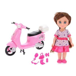 Tienerpop Lily Dolls Mijn Mooie Scooter van Johntoy met roze scooter en accessoires voor creatief speelplezier