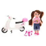 Johntoy speelset tienerpop Lily Dolls met witte scooter en accessoires