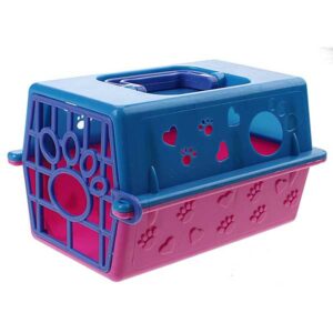Speelset Hond met Bench - Blauw/Roze - 12 cm - Jonotoys