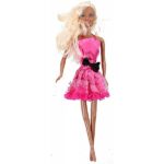 Kids Fun tienerpop Brigitte Blondine in roze jurk met lange blonde haren van 30 cm voor fantasierijk speelplezier