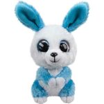 Knuffel Rabbit Ice van Lumo Stars in blauw en wit met grote glanzende ogen en zachte pluche vacht