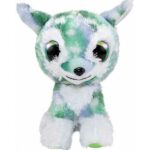Knuffel Deer Bock van Lumo Stars in groen wit en blauw met grote glanzende ogen en zachte pluche vacht