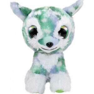 Knuffel Deer Bock van Lumo Stars in groen wit en blauw met grote glanzende ogen en zachte pluche vacht
