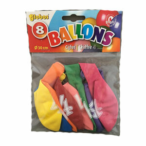 Cijferballonen nr 4 - Multicolor – 30 cm – Globos
