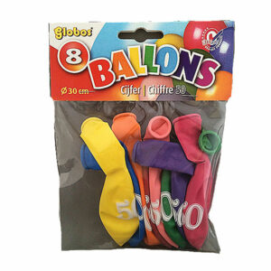 Cijferballonen 50 jaar - Multicolor – 30 cm – Globos