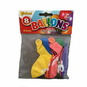 Cijferballonen nr 8 - Multicolor - 30 cm - Globos