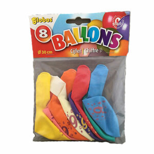 Cijferballonen nr 9 - Multicolor - 30 cm - Globos