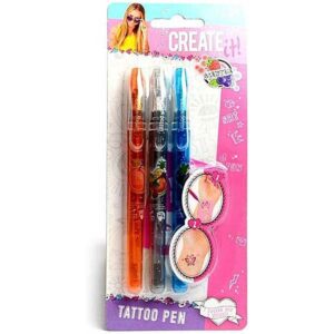 Tattoo gelpennen - Oranje/Grijs/Blauw - 3 stuks - Create It!