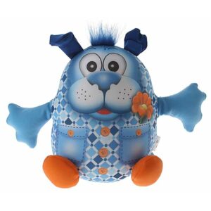 Knuffel Hond - Blauw/Oranje - 20 cm - Eddy Toys