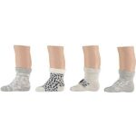 Schattige sokjes voor de voetjes van je baby. Set bestaat uit 1x grijs sokjes met tekst, 1x beige met panterprint, 1x grijs met tijgerprint & 1x beige met het hoofd van een hondje.