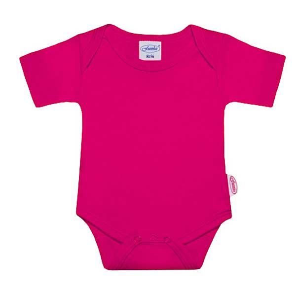 Een makkelijk basic rompertje in de kleur fuchsia uit de collectie Uni van Funnies. Rompertje heeft korte mouwen.