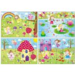 In deze set zitten 4 verschillende puzzels. De puzzels bevatten 12, 16, 20 en 24 stukjes zijn hartstikke leuk voor kleine feeënfans. De puzzels zitten in een koffer die je handig mee kunt nemen als je bijvoorbeeld ergens gaat spelen of logeren.