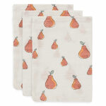 Leuke hydrofiele washandjes van Jollein met perenprint uit de collectie Pear kun je goed gebruiken bij het badderen en zijn ook handig voor onderweg.