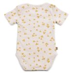 Een leuke roze romper korte mouw met een over-all bedrukking van hartjes uit de collectie Hearts van het merk Frogs and Dogs.