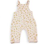 Een leuke roze tuinbroek met een over-all bedrukking van hartjes uit de collectie Hearts van het merk Frogs and Dogs.