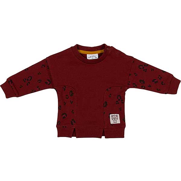 Deze aubergine kleurige sweater Leo Insert komt uit de collectie Winter Wild About You van Frogs and Dogs met een subtiele zwarte panterprint.
