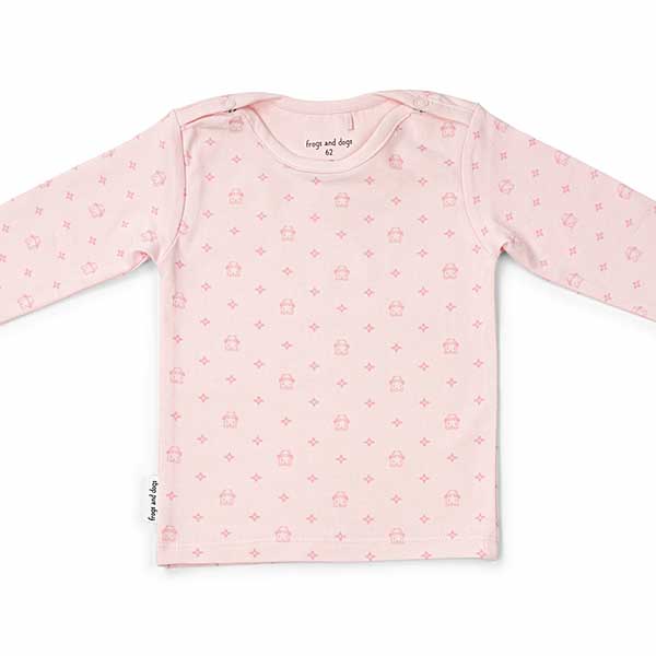 Een lieve roze shirt met lange mouwen uit de collectie Friends Forever van Frogs and Dogs. Met een subtiele roze print van Friends Forever logo.