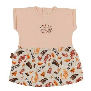 Een schattig jurkje voor jouw kleine meid uit de collectie Jungle van Frogs and Dogs. Het jurkje heeft een kleine print op de top en een bonte print aan de onderkant.