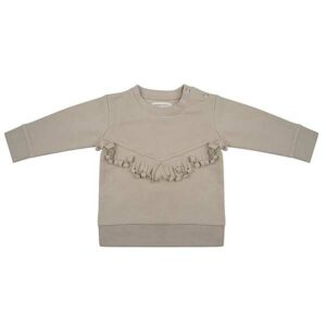 Dit mooie sweater lange mouw Boho Volant Cement met volant in de kleur beige komt uit de collectie van Little Indians. Gemaakt van biologisch katoen.