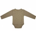 Dit mooie romper met lange mouw Dots Sponge met leuke stippenprint komt uit de collectie van Little Indians. Het rompertje heeft een overslag.